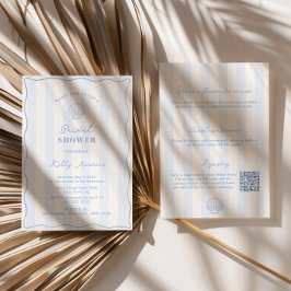 Coastal Blue And White Bridal Shower Kaart