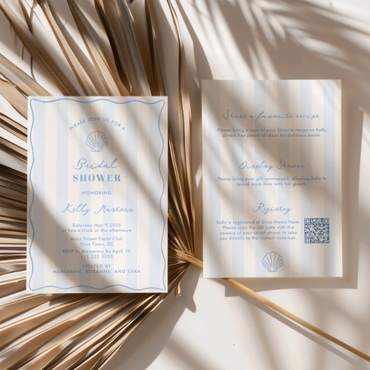 Coastal Blue And White Bridal Shower Kaart