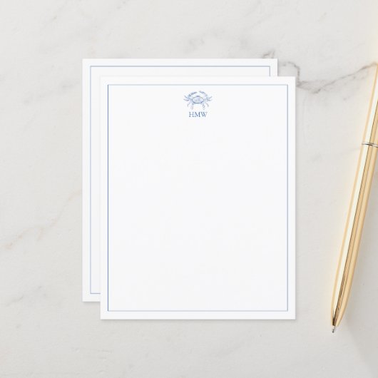 Coastal Blue and White Crab Monogram (Voorkant / Achterkant in situ)