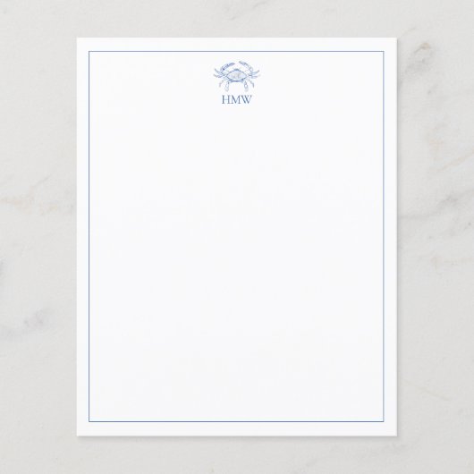 Coastal Blue and White Crab Monogram (Voorkant)