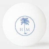 Coastal Blue and White Palmetto Palm Monogram Pingpongbal (Voorkant)