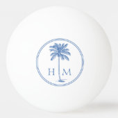 Coastal Blue and White Palmetto Palm Monogram Pingpongbal (Achterkant)