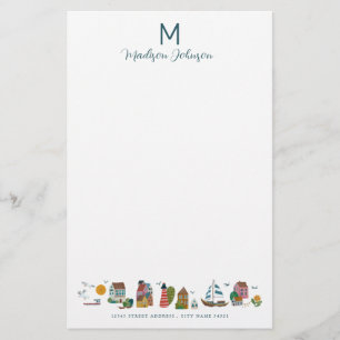 Coastal Blue Baby shower Party Monogram Briefpapier