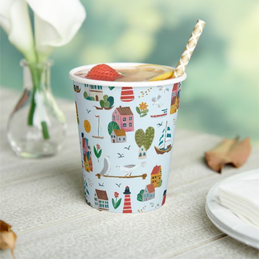 Coastal Blue Baby shower Party Papieren Bekers (Insitu)