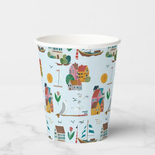 Coastal Blue Baby shower Party Papieren Bekers (Rechts)