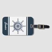 Coastal Blue Beach House Boat Custom Naam Nautisch Bagagelabel (Voorkant (horizontaal))