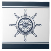 Coastal Blue Beach House Boat Ship Helm Nautical Tegeltje (Voorkant)