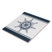 Coastal Blue Beach House Boat Ship Helm Nautical Tegeltje (Zijkant)