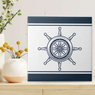 Coastal Blue Beach House Boat Ship Helm Nautical Tegeltje