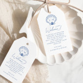 Coastal Blue Beach Monogram Huwelijk Welkom Cadeaulabel