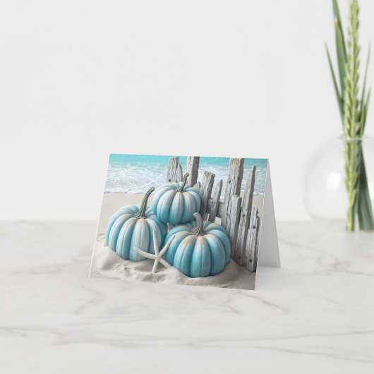Coastal Blue Beach Pumpkins Note Kaart (Voorkant)