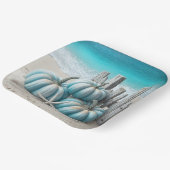 Coastal Blue Beach Pumpkins Papieren Bordje (Gebogen)
