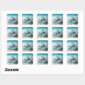 Coastal Blue Beach Pumpkins Vierkante Sticker (Vel)