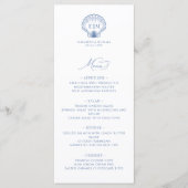 Coastal Blue Beach Shell Monogram Wedding Menu (Voorkant)