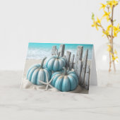 Coastal Blue Beach Verjaardag Pompoenen Kaart (Gele Bloem)