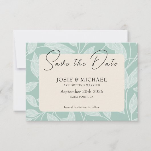 Coastal Blue Boho photo Flat Save The Date Card (Voorkant)