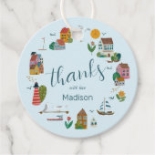 Coastal Blue Boy nautisch Baby shower Bedankjes Labels (Voorkant)