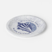Coastal Blue Conch Seashell familienaam Papieren Bordje (Gekanteld)