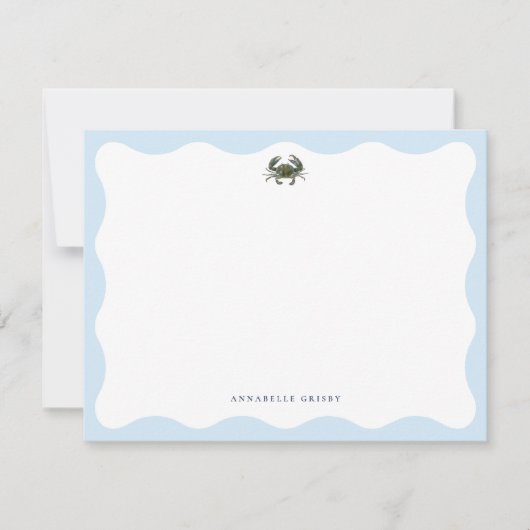 Coastal Blue Crab Personalized Stationery Notitiekaartje (Voorkant)