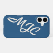 Coastal Blue Custom Monogram iPhone 16 Hoesje (Achterkant horizontaal)