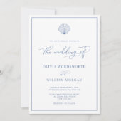 Coastal Blue Elegant Strand Wedding Kaart (Voorkant)