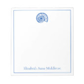 Coastal Blue en White Shell gepersonaliseerd Notitieblok (Voorkant)
