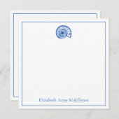 Coastal Blue en White Shell gepersonaliseerd Notitiekaartje (Voorkant / Achterkant)
