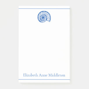 Coastal Blue en White Shell gepersonaliseerd Post-it® Notes