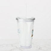 Coastal Blue en White Stripe Beach Tas Acryl Drinkbeker (Rechts)