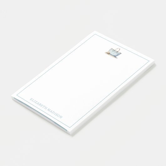 Coastal Blue en White Stripe Beach Tas Post-it® Notes (Schuin)