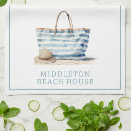 Coastal Blue en White Stripe Beach Tas Theedoek
