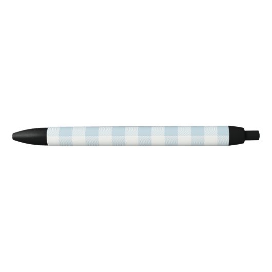 Coastal Blue Gingham Check Pattern Beach Zwarte Inkt Pen (Voorkant)