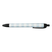 Coastal Blue Gingham Check Pattern Beach Zwarte Inkt Pen (Bodem)
