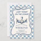 Coastal Blue Gingham Nautische Champagne Bachelore Kaart (Voorkant)