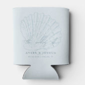 Coastal Blue Hand Drawn Seashell Wedding Favor Blikjeskoeler (Achterkant)