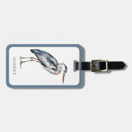 Coastal Blue Heron Bird gepersonaliseerd Bagagelabel