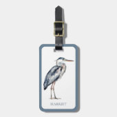 Coastal Blue Heron Bird gepersonaliseerd Bagagelabel (Voorkant verticaal)