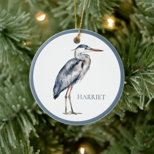 Coastal Blue Heron Bird gepersonaliseerd Keramisch Ornament (Boom)
