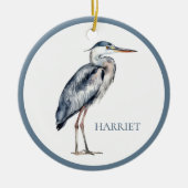 Coastal Blue Heron Bird gepersonaliseerd Keramisch Ornament (Voorkant)