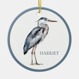 Coastal Blue Heron Bird gepersonaliseerd Keramisch Ornament