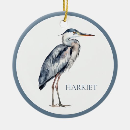 Coastal Blue Heron Bird gepersonaliseerd Keramisch Ornament (Voorkant)