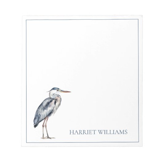 Coastal Blue Heron Bird gepersonaliseerd Notitieblok (Voorkant)