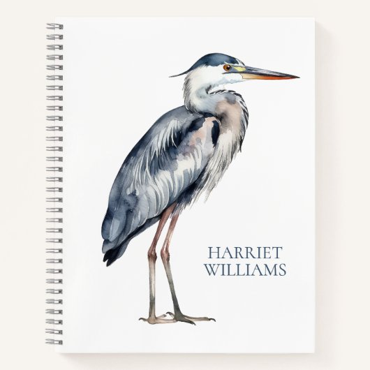Coastal Blue Heron Bird gepersonaliseerd Notitieboek (Voorkant)