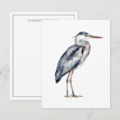 Coastal Blue Heron Bird gepersonaliseerd Notitiekaartje (Voorkant / Achterkant)