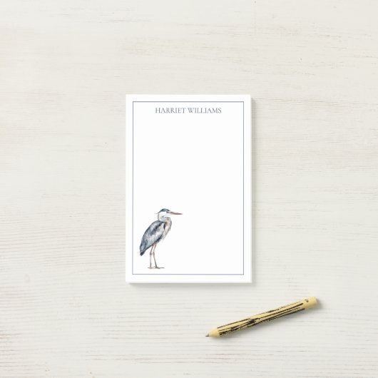Coastal Blue Heron Bird gepersonaliseerd Post-it® Notes (Op bureau)