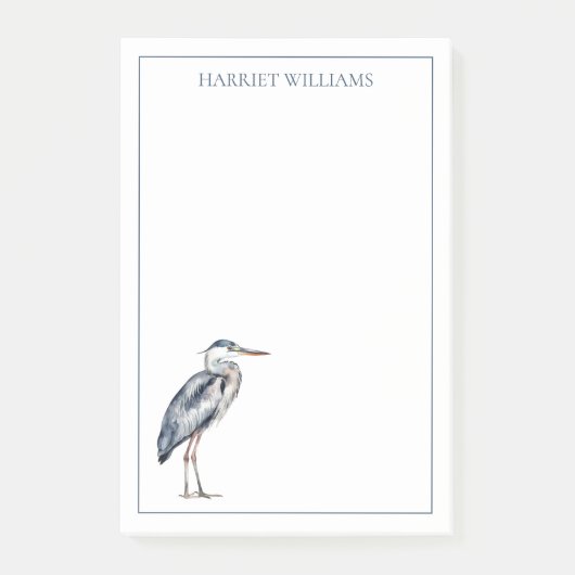 Coastal Blue Heron Bird gepersonaliseerd Post-it® Notes (Voorkant)