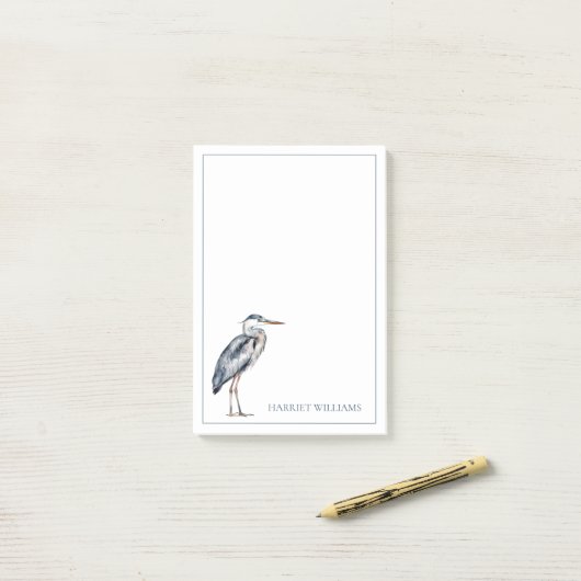 Coastal Blue Heron Bird gepersonaliseerd Post-it® Notes (Op bureau)