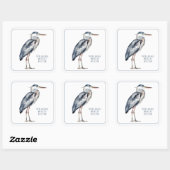 Coastal Blue Heron Bird gepersonaliseerd Vierkante Sticker (Vel)