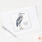 Coastal Blue Heron Bird gepersonaliseerd Vierkante Sticker (Envelop)