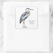 Coastal Blue Heron Bird gepersonaliseerd Vierkante Sticker (Tas)